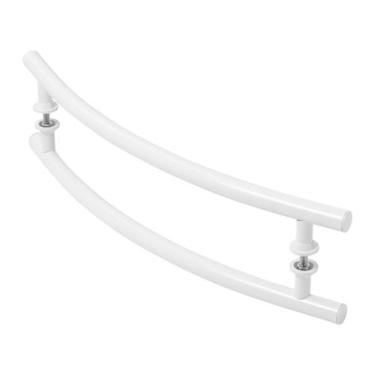 Imagem de Puxador De Porta Tubular Curvo Lateral Branco 40cm - HomeFull