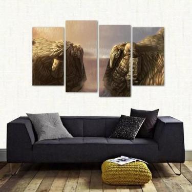 Imagem de Quadro Decorativo Naruto Vale Do Fim Mosaico Tecido 4 Peças - Wall Fra