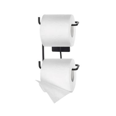 Imagem de Suporte Porta Rolo De Papel Higiênico Duplo Banheiro Dupla Face Sem Fu