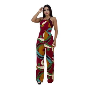 Imagem de Macacão Cruzado nas Costas Estampado - Decreto Fashion, Vermelho, P