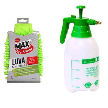 Imagem de Kit Pulverizador Manual Pressão Luva Microfibra Lavagem - Clink Lavage
