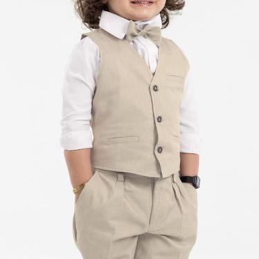 Imagem de Conjunto Pajem Completo Colete, Camisa, Calça e Gravata Bege - Bouique