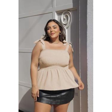 Imagem de Blusa Feminina Plus Size Com Elástico Ajustável Bata Alcinha Regata Mo