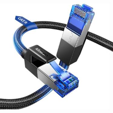 Imagem de Cabo de Rede RJ45 Cat8 F/FTP Macho 5M Preto Velocidade Extrema Internet Segura Estável Ideal para Streaming 4K Jogos Alta Performance Conexão Robusta Flexível