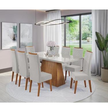 Imagem de Mesa de Jantar Retangular Perini C/8 Cad Flora em Madeira Maciça Mel/O