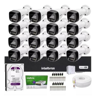 Imagem de Kit 16 Cameras Intelbras 3220 Full Color Com Microfone, Dvr 16ch Mhdx 