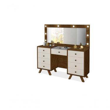 Imagem de Penteadeira Malbec Off White 9 Gavetas Led Espelho