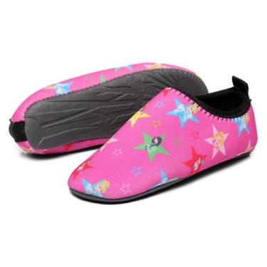 Imagem de Sapatilha Infantil Antiderrapante Neoprene Menina Rosa Borboletas - Ac