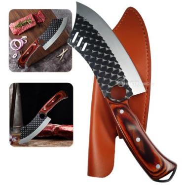 Imagem de Cutelo Rústico Forjado Churrasco Para Pesca Desossar Carne, Cortar Oss