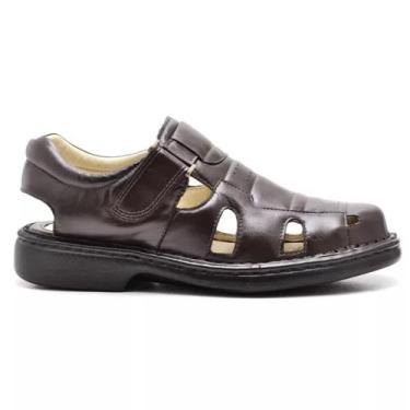 Imagem de Sandália Comfort Masculino Couro Ref:3601 Numeraçao até 47 - Ranster, 