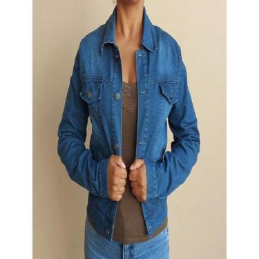 Imagem de Jaqueta jeans com lycra moda feminina. - TLT, G, Preto
