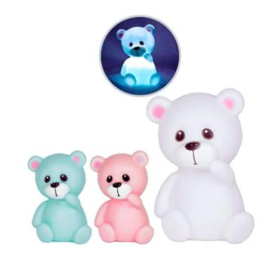 Imagem de Abajur Urso Quarto Infantil Luz Noturna LED Fofa - Arts, Branco