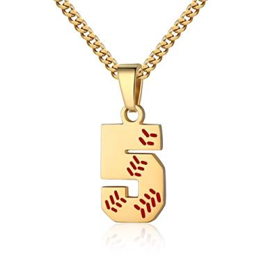 Imagem de Colar com número de beisebol para meninos 00-99 Atletas Jersey Número colar de aço inoxidável corrente banhada a ouro 55,88 cm pingente de beisebol personalizado presente de beisebol para homens e mulheres meninas, Aço inoxidável, não sabe
