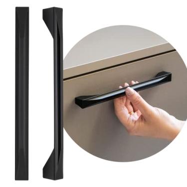 Imagem de 10 X Puxadores Para Guarda Roupas Moveis Gavetas Brill 192mm (Preto Fosco)