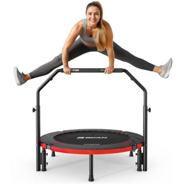 Imagem de BCAN Mini trampolim dobrável de 40 "/48", trampolim rebote para adultos, alça de espuma ajustável em forma de u/t, rebote de exercício para crianças, adultos, treino interno/jardim, carga má