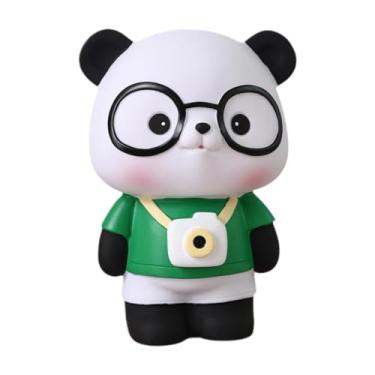 Imagem de Ioensy Cofrinho Panda Escultura Desenho Animado Animal Estátua Caixa de Mudança Bonito Desktop Criança Dinheiro Economizar Banco Pote de Dinheiro para, Verde