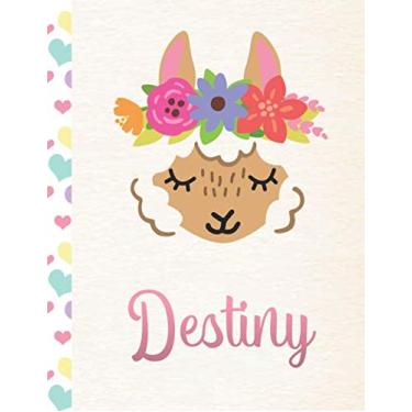 Imagem de Destiny: Personalized Llama Primary Handwriting Notebook For Girls With Pink Name | Dotted Midline Handwriting Practice Paper | Kindergarten to Early ... | Grades K-2 Composition School Exercise Book