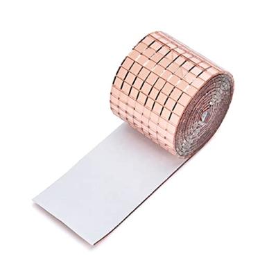 Imagem de Adesivos de Parede de Mosaico Autoadesivos de 4cm X 100cm - 1464pcs DIY Espelho Telhas de Vidro para Decoração de Casa, KTV, Decoração Criativa (Ouro rosa)