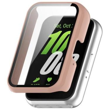 Imagem de Capinha Capa 360 Bumper 2in1 Para Smartwatch Samsung Galaxy Fit 3 (Preta,Transparente e Cor de Rosa) (Cor de Rosa)