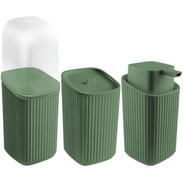 Imagem de Kit Banheiro Porta Escovas + Porta Algodão + Porta Sabonete Líquido (Verde)