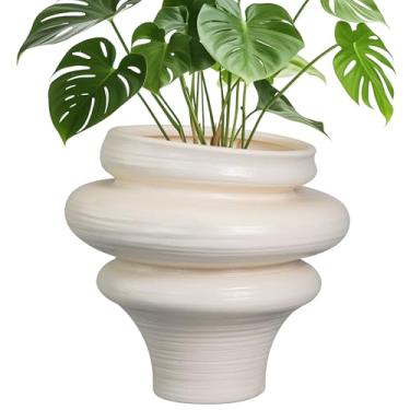 Imagem de Teagas Vasos de cerâmica de 28 cm - vasos para plantas internas e externas, vaso de plantas com orifício de drenagem, vaso de flores decorativo para casa, jardim, pátio, escritório, presente para