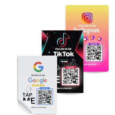 Imagem de Adesivos Tap & Review – Google, Instagram e TikTok – Adesivos NFC e QR reutilizáveis para iPhone e Android – Aumente suas avaliações em casa