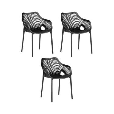 Imagem de Kit 3 Cadeira Suits com Braço Conforto, Design e Resistência - ECOMHOM