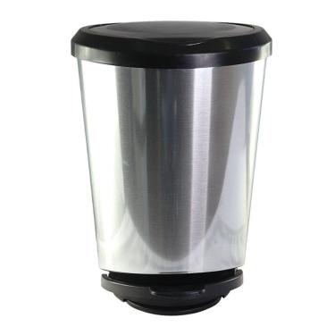 Imagem de Lixeira Com Pedal Label Prata 60 Litros