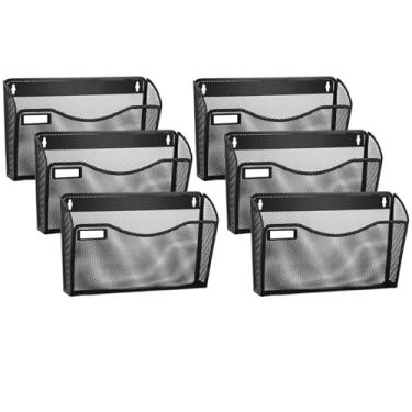 Imagem de samstar Pacote com 6 suportes de arquivo de parede de metal para escritório e casa (com painel de etiquetas)