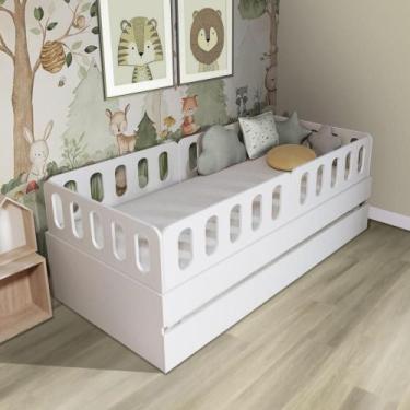 Imagem de Bicama Solteiro com 04 Grades e Cabeceira Anatômica Removíveis Branco 