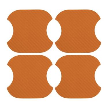 Imagem de TUCKBOLD Ímã do carro maçaneta da porta do carro protetor contra arranhões 91 x 93 mm antiarranhões | Alça de porta película protetora de fibra laranja 4 peças