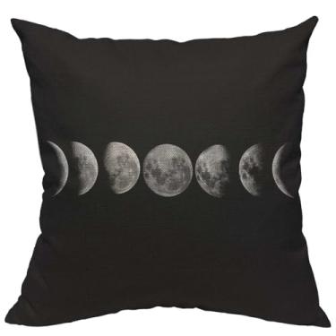 Imagem de TKS MITLAN Capa de almofada de lua O curso do ciclo lunar para formar uma lua linho sofá-cama sofá carro capa de almofada de cintura 45,7 x 45,7 cm