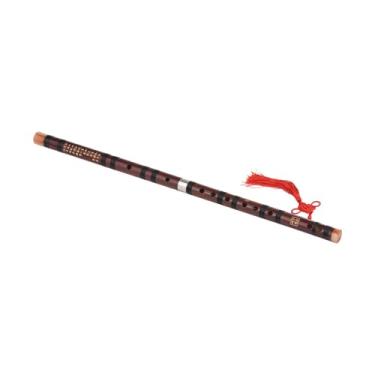 Imagem de Flauta Chinesa de Bambu, Portátil Tradicional C Chaves Dizi Bitum de Bambu Instrumentos de Com um nó Chinês para Iniciantes (Chave D.)