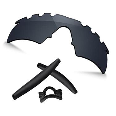 Imagem de TRUSHELL Mais de 20 opções de kits de borracha/substituição de lente para óculos de sol com armação OAKLEY M, Black Rubber Kits + Black Chrome - Polarized, M Frame Strike Vented