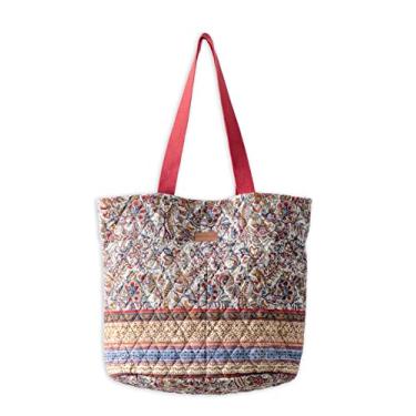 Imagem de Maison d' Hermine Sacola de compras de algodão acolchoada com bolsos com zíper, bolsa pequena, reutilizável, bolsa de compras, trabalho, viagens, 10 - Jaipur, 17.7" L x 6.7" W x 14.6" H (Shopping Bag