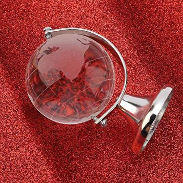 Imagem de Globo de Cristal Mapa Mundi Bola de Vidro Decoração de Escritório Doméstico Presente Dourado Prata 6,5 ​​* 4 Cm 120g (Vidro sintético 2)