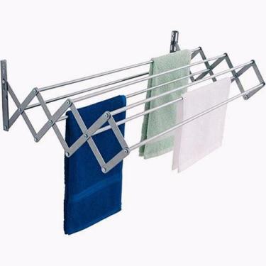 Imagem de Varal Sanfonado 60cm Em Alumínio De Parede Retrátil Alumab