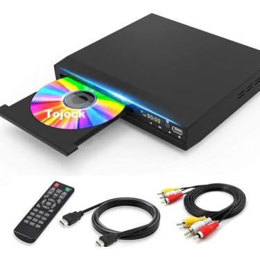Imagem de Tojock Leitor de DVD Com Saída HDMI AV Para TV, HD Com Saída Coaxial, Cabo AV, Controle Remoto, Entrada USB, Sem Região