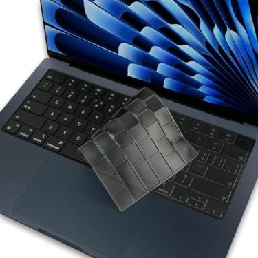 Imagem de Capa de teclado para MacBook Air 33.0 cm 38.1 cm A3240 A3241 M4 Chip lançado em 2025 Touch ID TPU Protector Acessórios US/ANSI Layout (TPU cinza semitransparente)