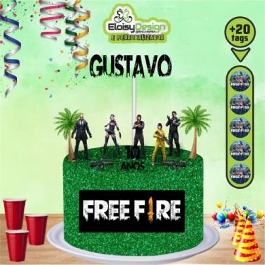 Imagem de Topo de bolo Free Fire  + 20 Tags para aniversário - EloisyDesign