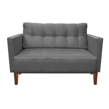 Imagem de Sofá Namoradeira 2 Lugares Livia Suede Grafite Pés Chanfrado - D'ROSSI