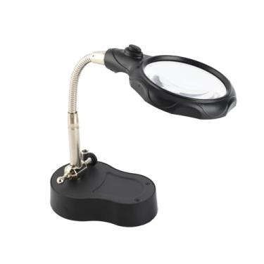 Imagem de Suporte de Ferro de Solda, Lupa LED Glass Com Luz No Braço de Suporte para Jóias que Fazem Relógios Reparos Trabalhos de Artesanato Preto