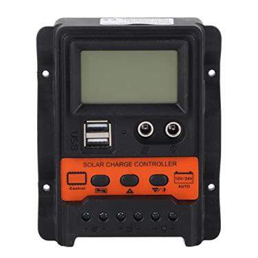 Imagem de QANYEGN Controlador de Cargas Solares, Controlador de Energia Fotovoltaica USB Duplo, Display LCD Saída USB PWM Painel Regulador de Cargas (10A)