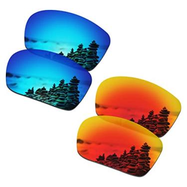 Imagem de SmartVLT Lentes de reposição masculinas/meias de ouvido/narizes/kits de borracha para óculos de sol Oakley Triggerman OO9266 - Mais opções, Azul gelo e vermelho fogo, Tamanho �nico