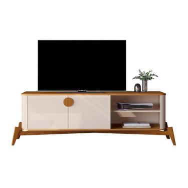 Imagem de Rack Bancada Buriti 1.4 Tv 55Pol Off White Nature JB Bechara