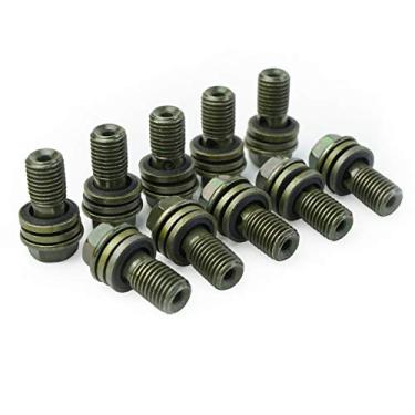 Imagem de Parafusos de freio de motocicleta M10 1,25 mm, 10 peças no pacote, parafusos e encaixes de banjo, kit de arruela de vedação de parafuso de ferro para cilindro mestre de pinça de freio (verde, M10 x 1,25 mm)