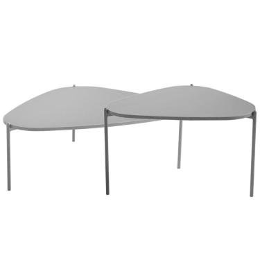 Imagem de Kit 02 Mesas De Centro Para Sala De Estar Pés Metálicos Adek A03 Nero Preto - Lyam Decor