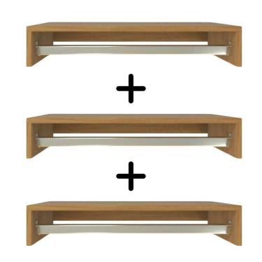 Imagem de Kit 3 Cabideiros De Parede Suspenso 60x25x11,5 Amadeirado
