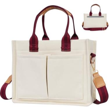 Imagem de Bolsa de lona para mulheres, bolsa transversal com compartimentos de bolsos, bolsa de ombro para professora enfermeira, bolsa mensageiro da Bíblia, bolsa utilitária para trabalho, viagem, faculdade