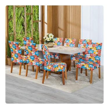 Imagem de Kit Capa De Cadeira 8 Unidades Tecido Malha Gel ESTAMPADA - Lenharo En